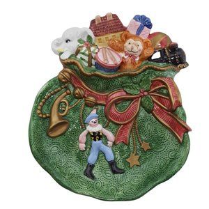 Vintage Fitz & Floyd Ceramic Serving Plate Christmas Holiday Cookie Snack Canape